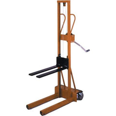 Wesco Industrial Products - 500 Lb Capacity, 71" Lift Height, Winch Steel Stacker Manually Operated Lift - Exact Tool & Supply