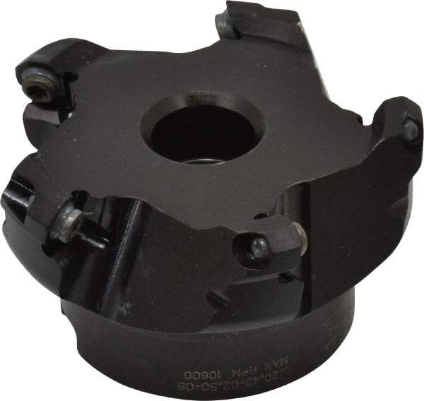 Seco - 2.48" Cut Diam, 3/4" Arbor Hole, 0.138" Max Depth of Cut, 43° Indexable Chamfer & Angle Face Mill - 5 Inserts, OF.. 05T305 Insert, Right Hand Cut, 5 Flutes, Series R220.43 - Exact Tool & Supply
