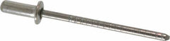 RivetKing - Size 43 Dome Head Stainless Steel Closed End Sealing Blind Rivet - Stainless Steel Mandrel, 0.126" to 0.187" Grip, 1/4" Head Diam, 0.129" to 0.133" Hole Diam, 0.422" Length Under Head, 1/8" Body Diam - Exact Tool & Supply