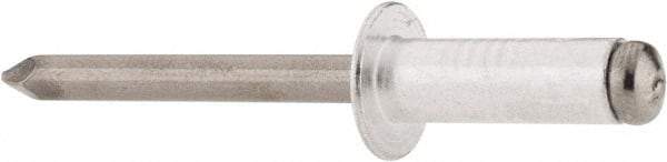 RivetKing - Size 88 Dome Head Aluminum Open End Blind Rivet - Steel Mandrel, 0.376" to 1/2" Grip, 1/2" Head Diam, 0.257" to 0.261" Hole Diam, 3/4" Length Under Head, 1/4" Body Diam - Exact Tool & Supply