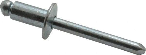 RivetKing - Size 84 Dome Head Steel Open End Blind Rivet - Steel Mandrel, 0.02" to 1/4" Grip, 1/2" Head Diam, 0.257" to 0.261" Hole Diam, 1/2" Length Under Head, 1/4" Body Diam - Exact Tool & Supply