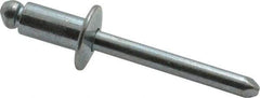 RivetKing - Size 84 Dome Head Steel Open End Blind Rivet - Steel Mandrel, 0.02" to 1/4" Grip, 1/2" Head Diam, 0.257" to 0.261" Hole Diam, 1/2" Length Under Head, 1/4" Body Diam - Exact Tool & Supply