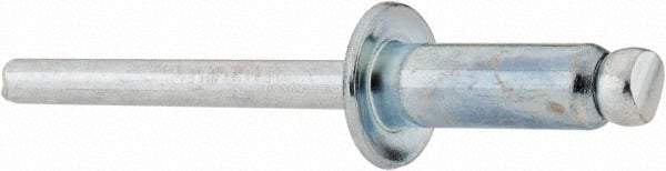 RivetKing - Size 88 Dome Head Steel Open End Blind Rivet - Steel Mandrel, 0.376" to 1/2" Grip, 1/2" Head Diam, 0.257" to 0.261" Hole Diam, 3/4" Length Under Head, 1/4" Body Diam - Exact Tool & Supply