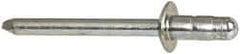 RivetKing - Size 63-64 Dome Head Steel Multi Grip Blind Rivet - Steel Mandrel, 0.156" to 1/4" Grip, 3/8" Head Diam, 0.192" to 0.196" Hole Diam, 0.512" Length Under Head, 3/16" Body Diam - Exact Tool & Supply