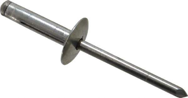 RivetKing - Size 0625 Large Flange Head Aluminum Tri Folding Blind Rivet - Aluminum Mandrel, 0.04" to 0.354" Grip, 0.55" Head Diam, 0.196" to 0.209" Hole Diam, 0.92" Length Under Head, 3/16" Body Diam - Exact Tool & Supply