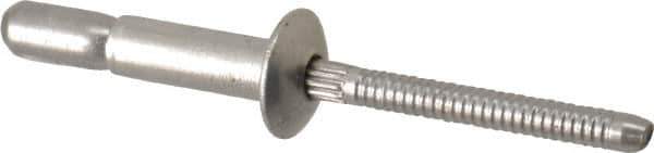 RivetKing - Size 67 Dome Head Stainless Steel Structural with Locking Stem Blind Rivet - Stainless Steel Mandrel, 0.214" to 0.437" Grip, 0.385" Head Diam, 0.194" to 0.204" Hole Diam, 0.572" Length Under Head, 3/16" Body Diam - Exact Tool & Supply