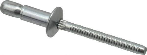 RivetKing - Size 64 Dome Head Steel Structural with Locking Stem Blind Rivet - Steel Mandrel, 0.062" to 0.27" Grip, 0.385" Head Diam, 0.194" to 0.204" Hole Diam, 0.415" Length Under Head, 3/16" Body Diam - Exact Tool & Supply