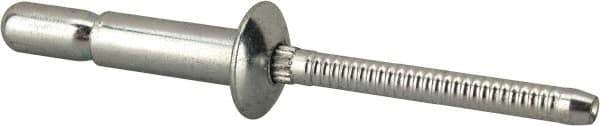 RivetKing - Size 67 Dome Head Steel Structural with Locking Stem Blind Rivet - Steel Mandrel, 0.214" to 0.437" Grip, 0.385" Head Diam, 0.194" to 0.204" Hole Diam, 0.572" Length Under Head, 3/16" Body Diam - Exact Tool & Supply
