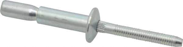 RivetKing - Size 810 Dome Head Steel Structural with Locking Stem Blind Rivet - Steel Mandrel, 0.35" to 5/8" Grip, 0.525" Head Diam, 0.261" to 0.276" Hole Diam, 0.81" Length Under Head, 1/4" Body Diam - Exact Tool & Supply
