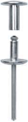 RivetKing - Size 8-38 Dome Head Steel Flush on Both Sides Blind Rivet - Steel Mandrel, 2-1/8" to 2-3/8" Grip, 5/8" Head Diam, 0.255" Min Hole Diam, 2.07" Length Under Head, 1/4" Body Diam - Exact Tool & Supply