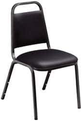 NPS - Vinyl Black Stacking Chair - Black Frame, 17-1/4 Inch Wide x 20 Inch Deep x 33 Inch High - Exact Tool & Supply
