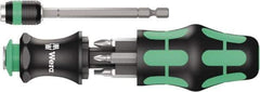 Wera - 8 Piece Bit Screwdriver - Phillips, Slotted, Square, with Storage - Exact Tool & Supply