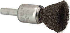 Anderson - 1/2" Brush Diam, Crimped, End Brush - 1/4" Diam Shank, 25,000 Max RPM - Exact Tool & Supply