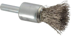 Anderson - 1/2" Brush Diam, Crimped, End Brush - 1/4" Diam Shank, 25,000 Max RPM - Exact Tool & Supply