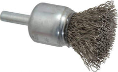 Anderson - 3/4" Brush Diam, Crimped, End Brush - 1/4" Diam Shank, 22,000 Max RPM - Exact Tool & Supply