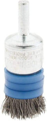 Anderson - 3/4" Brush Diam, Crimped, Flared End Brush - 1/4" Diam Shank, 20,000 Max RPM - Exact Tool & Supply