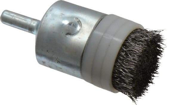 Anderson - 1" Brush Diam, Crimped, Flared End Brush - 1/4" Diam Shank, 10,000 Max RPM - Exact Tool & Supply