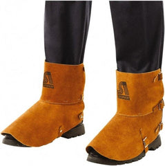 Steiner - Men's 7 General Purpose Spats - 5" High, Plain Toe, Leather Upper, Brown, Adjustable Leather Strap - Exact Tool & Supply