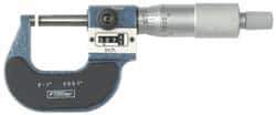 Fowler - Mechanical, 0 to 1 Inch Measurement, Digital Counter, Baked Enamel Frame, Satin Chrome Graduations, Carbide Face Ball Anvil Micrometer - Accuracy up to 0.0002 Inch, 0.0001 Inch Graduation, Ratchet Stop Thimble - Exact Tool & Supply