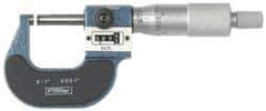Fowler - Mechanical, 0 to 1 Inch Measurement, Digital Counter, Baked Enamel Frame, Satin Chrome Graduations, Carbide Face Ball Anvil Micrometer - Accuracy up to 0.0002 Inch, 0.0001 Inch Graduation, Ratchet Stop Thimble - Exact Tool & Supply