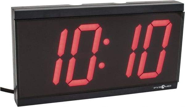 PTI - 4 Inch Diameter, White Face, Digital Wall Clock - LED Display, Black Case, Runs on 115 VAC - Exact Tool & Supply