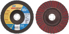 Norton - 36 Grit, 7" Disc Diam, 7/8" Center Hole, Type 29 Ceramic Flap Disc - 8,600 Max RPM, Fiberglass Backing, Arbor Attaching System, Coated - Exact Tool & Supply
