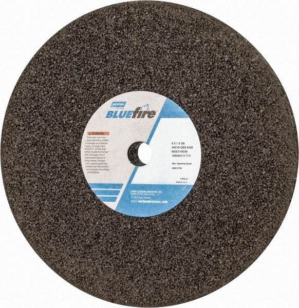 Norton - 8" Diam x 5/8" Hole x 1" Thick, Q Hardness, 16 Grit Surface Grinding Wheel - Zirconia Alumina, Type 1, Very Coarse Grade, 6,000 Max RPM, No Recess - Exact Tool & Supply