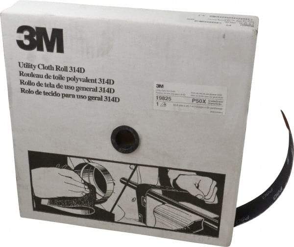 3M - 2" x 50 Yd 50 Grit Aluminum Oxide Cloth Roll - Coarse Grade, X Weighted Backing - Exact Tool & Supply