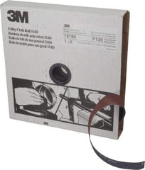 3M - 1" x 50 Yd 120 Grit Aluminum Oxide Cloth Roll - Fine Grade, J Weighted Backing - Exact Tool & Supply