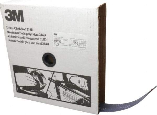3M - 2" x 50 Yd 100 Grit Aluminum Oxide Cloth Roll - Fine Grade, J Weighted Backing - Exact Tool & Supply