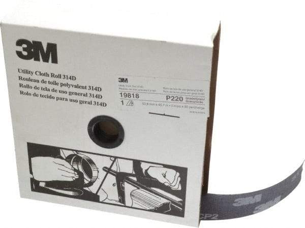3M - 2" x 50 Yd 220 Grit Aluminum Oxide Cloth Roll - Very Fine Grade, J Weighted Backing - Exact Tool & Supply