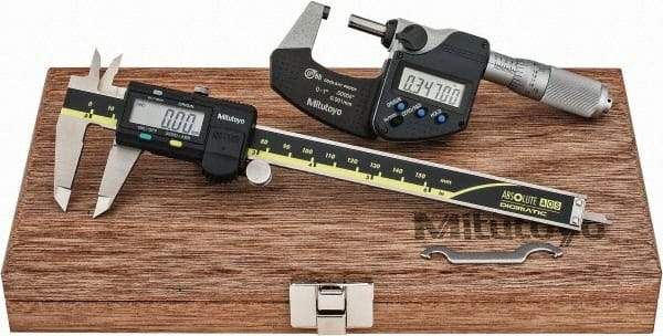 Mitutoyo - 4 Piece, Machinist Caliper and Micrometer Tool Kit - 0 to 6 Inch Caliper, 0 to 1 Inch Micrometer, 0.0001 Inch Graduation - Exact Tool & Supply