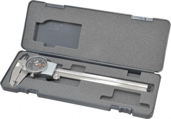 TESA Brown & Sharpe - 0" to 6" Range, 0.001" Graduation, 0.1" per Revolution, Dial Caliper - Black Face, 40mm Jaw Length - Exact Tool & Supply