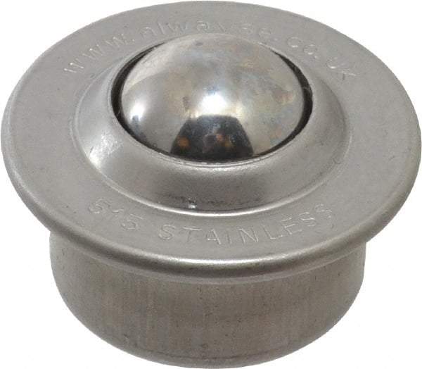 SKF - Round, Stainless Steel Ball Transfer - 9.5mm Mount Height, 77 Lb. Capacity - Exact Tool & Supply