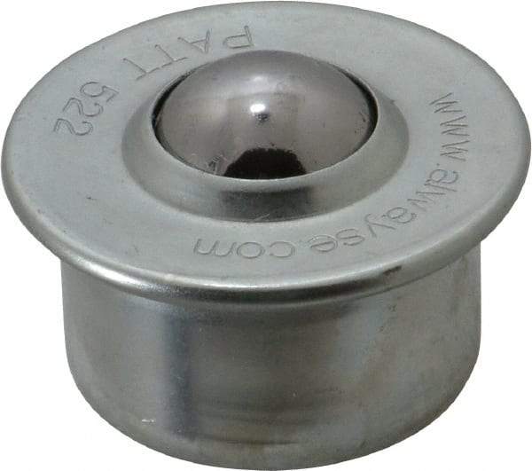 SKF - Round, Carbon Steel Ball Transfer - 9.8mm Mount Height, 265 Lb. Capacity - Exact Tool & Supply