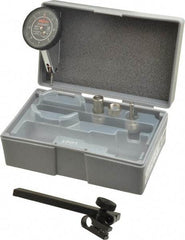 Mitutoyo - 9 Piece, 0" to 0.016" Measuring Range, 40mm Dial Diam, 0-4-0 Dial Reading, Black Dial Test Indicator Kit - 0.0002" Accuracy, 0.59" Contact Point Length, 0.039, 0.079 & 0.118" Ball Diam, 0.0001" Dial Graduation - Exact Tool & Supply