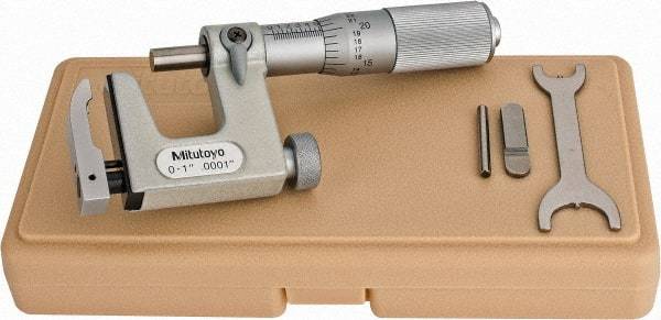 Mitutoyo - 0 to 1 Inch, Carbide Face, Mechanical Multi Anvil Micrometer - 0.0001 Inch Graduation, 0.0002 Inch Accuracy - Exact Tool & Supply