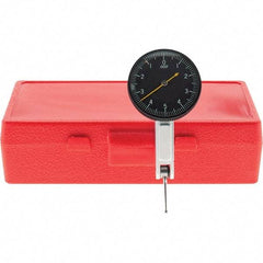 Starrett - 0.01 Inch Range, 0.0001 Inch Dial Graduation, Horizontal Dial Test Indicator - 1-3/8 Inch Black Dial, 0-5-0 Dial Reading, Includes NIST Traceability Certification - Exact Tool & Supply