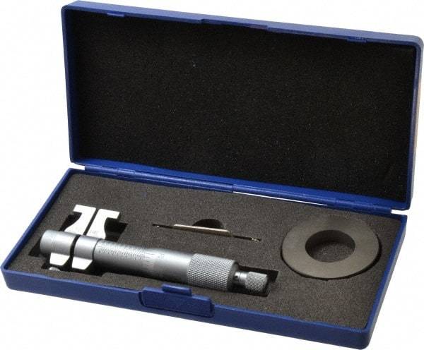 Fowler - 1 to 2 Inch Range, Satin Chrome Coated, Mechanical Inside Caliper Micrometer - 0.001 Inch Graduation, 0.0002 Inch Accuracy - Exact Tool & Supply