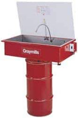 Graymills - Drum Mount Solvent-Based Parts Washer - 20 Gal Max Operating Capacity, Steel Tank, 67-1/8" High x 36" Long x 20" Wide, 115 Input Volts - Exact Tool & Supply