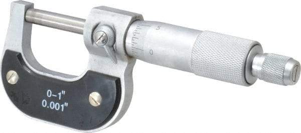 Value Collection - 0 to 1" Range, 0.001" Graduation, Mechanical Outside Micrometer - Ratchet Stop Thimble - Exact Tool & Supply