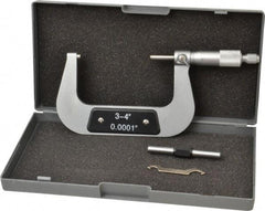 Value Collection - 3 to 4" Range, 0.0001" Graduation, Mechanical Outside Micrometer - Ratchet Stop Thimble - Exact Tool & Supply