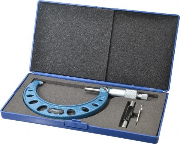 Fowler - 3 to 4" Range, 0.0001" Graduation, Mechanical Outside Micrometer - Ratchet Stop Thimble, Accurate to 0.0002" - Exact Tool & Supply