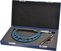 Fowler - 4 to 5" Range, 0.0001" Graduation, Mechanical Outside Micrometer - Ratchet Stop Thimble, Accurate to 0.0025" - Exact Tool & Supply