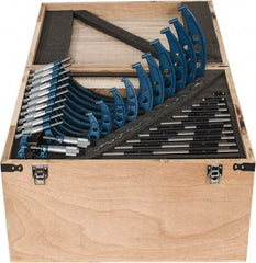 Fowler - 0 to 12" Range, 12 Piece Mechanical Outside Micrometer Set - 0.0001" Graduation, Friction (0 to 2"), Ratchet Stop (2 to 12") Thimble, Carbide Tipped Face - Exact Tool & Supply