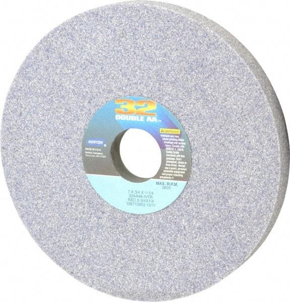 Norton - 7" Diam x 1-1/4" Hole x 3/4" Thick, I Hardness, 46 Grit Surface Grinding Wheel - Aluminum Oxide, Type 1, Coarse Grade, 3,600 Max RPM, Vitrified Bond, One Side Recess - Exact Tool & Supply