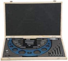 Fowler - Mechanical, 0 to 6 Inch Range, Carbide Face Interchangeable Anvil Micrometer - Ratchet Stop Thimble, 0.001 Inch Graduation, Includes Case and Standards - Exact Tool & Supply