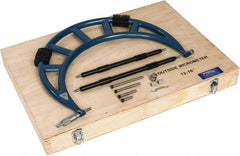Fowler - Mechanical, 12 to 16 Inch Range, Carbide Face Interchangeable Anvil Micrometer - Ratchet Stop Thimble, 0.001 Inch Graduation, Includes Case and Standards - Exact Tool & Supply