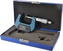 Fowler - 1 to 2 Inch, 0.001 Inch Graduation, Ratchet Stop Thimble, Mechanical Disc Micrometer - 0.00016 Inch Accuracy, 0.787 Inch Disc, 0.256 Inch Spindle - Exact Tool & Supply