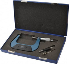 Fowler - 3 to 4 Inch, 0.001 Inch Graduation, Ratchet Stop Thimble, Mechanical Disc Micrometer - 0.00024 Inch Accuracy, 0.945 Inch Disc, 0.256 Inch Spindle - Exact Tool & Supply